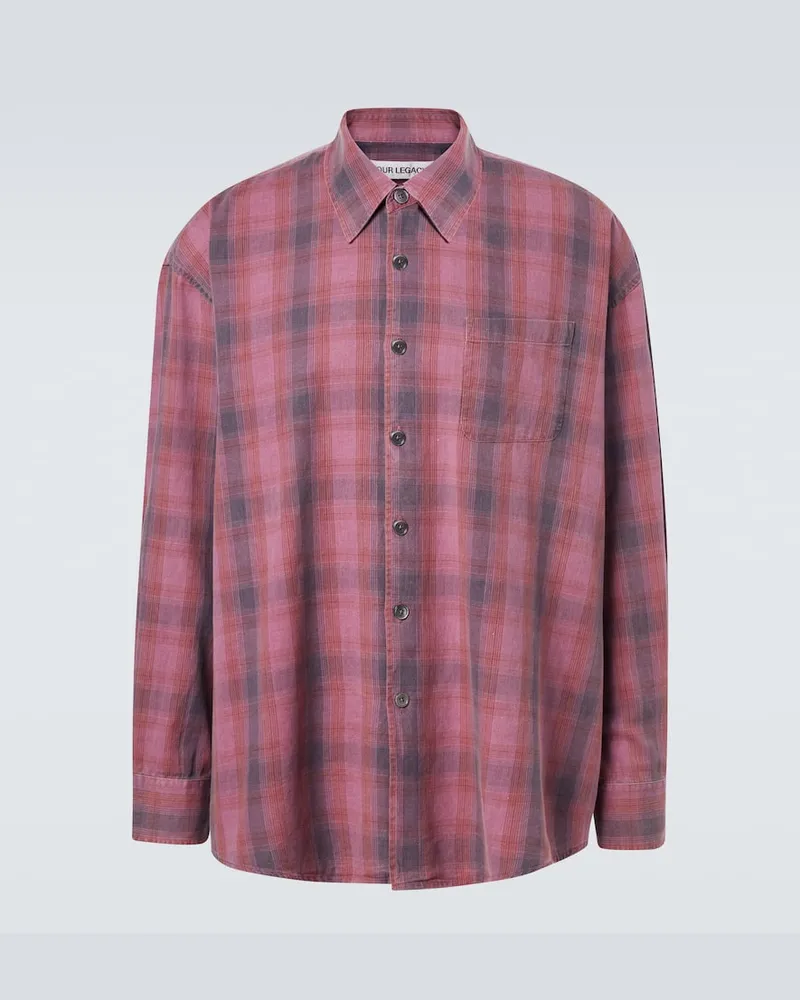 Our Legacy Hemd Borrowed aus Baumwollflanell Rot