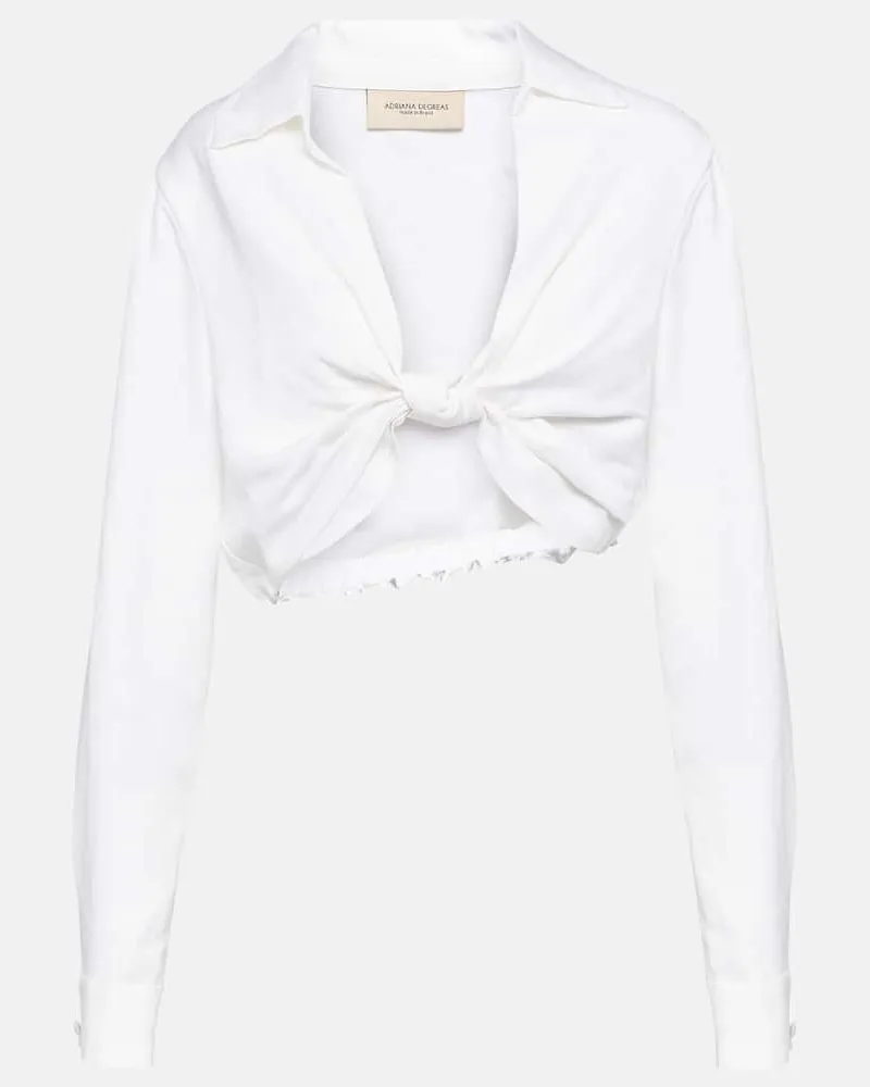 Adriana Degreas Cropped-Top aus einem Leinengemisch Weiß