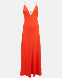 Stella McCartney Robe aus Crepe mit V-Ausschnitt Rot