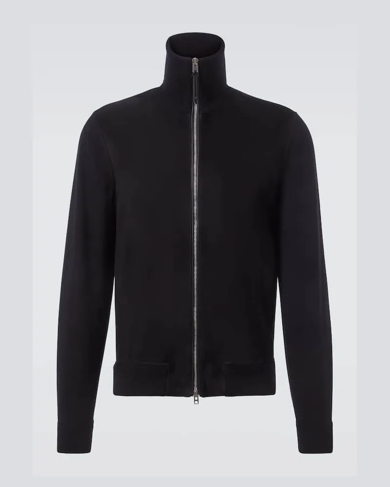 Tom Ford Jacke aus einem Wollgemisch mit Veloursleder Schwarz