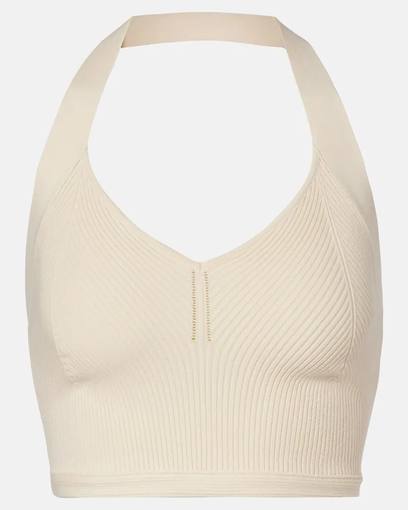 WARDROBE.NYC Cropped-Top aus Strick Beige