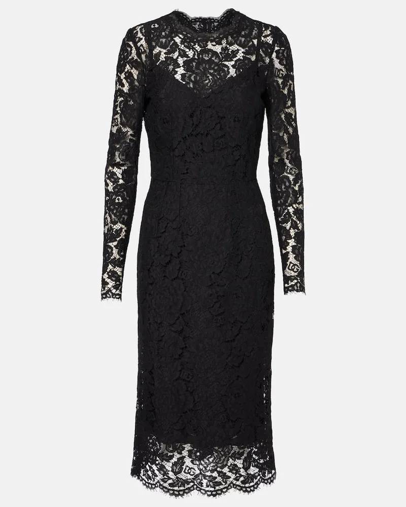 Dolce & Gabbana Midikleid DG aus Spitze Schwarz