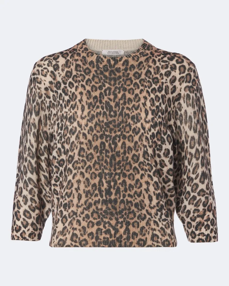 Dorothee Schumacher Pullover Leopard Statements aus Wolle und Kaschmir Braun