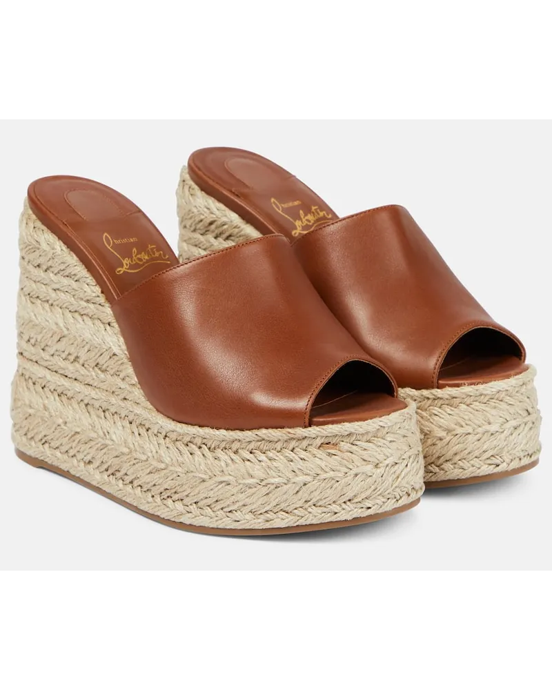 Christian Louboutin Wedge-Pantoletten Ariella Zeppa aus Leder Braun
