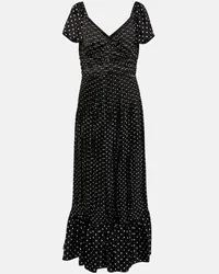 Ralph Lauren Midikleid aus Crepe mit Polka-Dots Schwarz