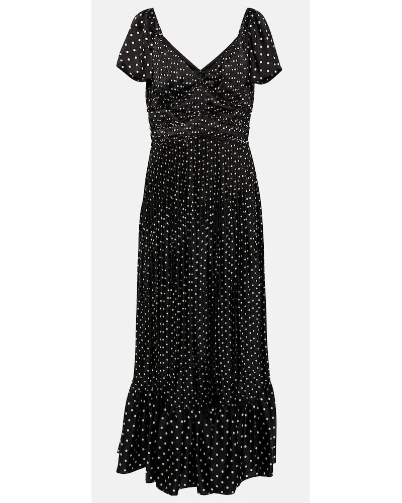 Ralph Lauren Midikleid aus Crêpe mit Polka-Dots Schwarz