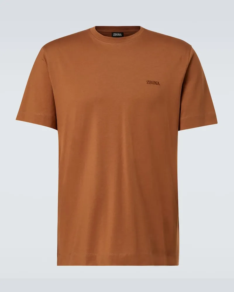 Ermenegildo Zegna T-Shirt aus Baumwoll-Jersey Braun