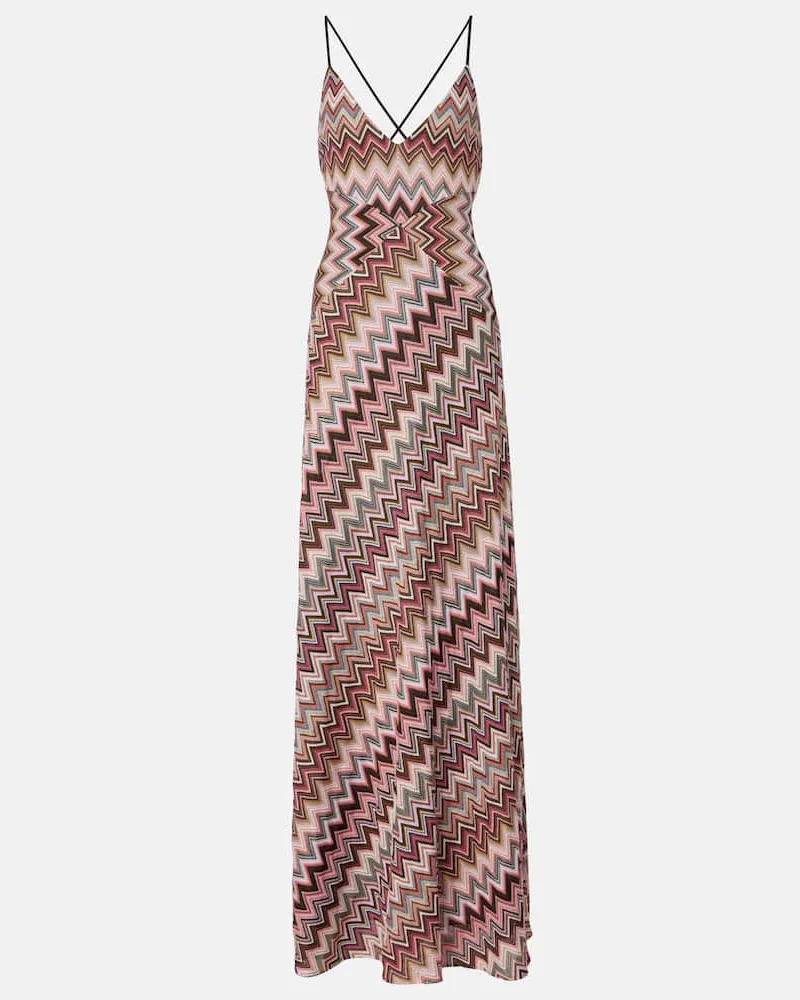 Missoni Maxikleid aus Häkelstrick Braun