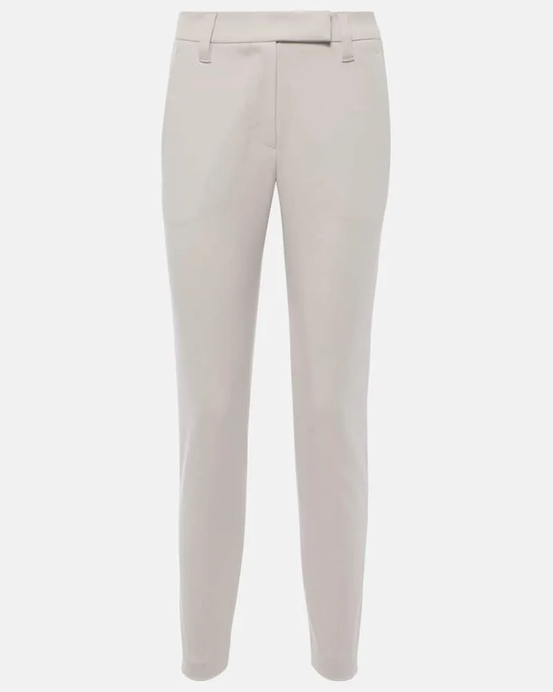 Brunello Cucinelli Schmale Hose aus einem Baumwollgemisch Weiß