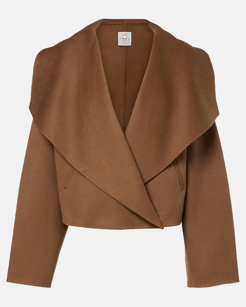 Totême Cropped-Jacke Signature aus Wolle Braun