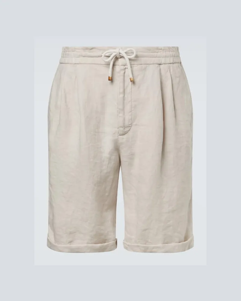 Brunello Cucinelli Bermuda-Shorts aus Leinen Beige