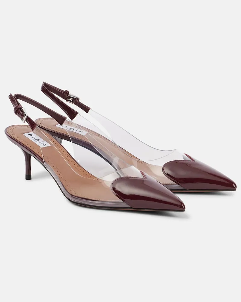 Alaïa Alaïa Slingback-Pumps Le Cœur mit Lackleder Burgunderrot