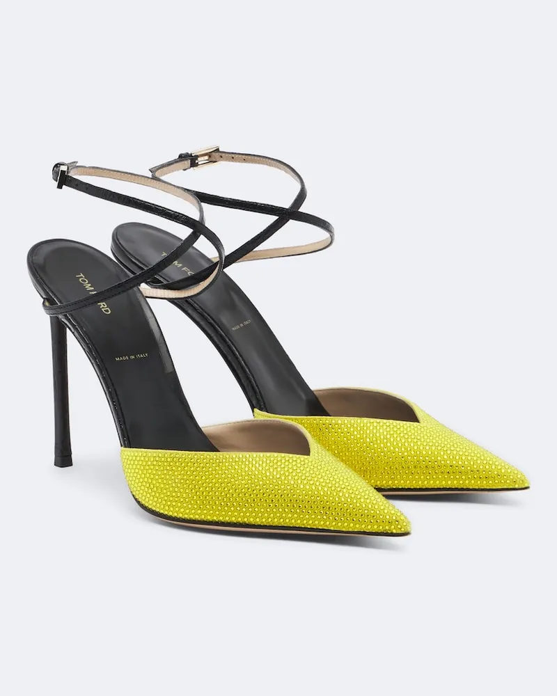 Tom Ford Verzierte Slingback-Pumps Selen aus Leder Gelb