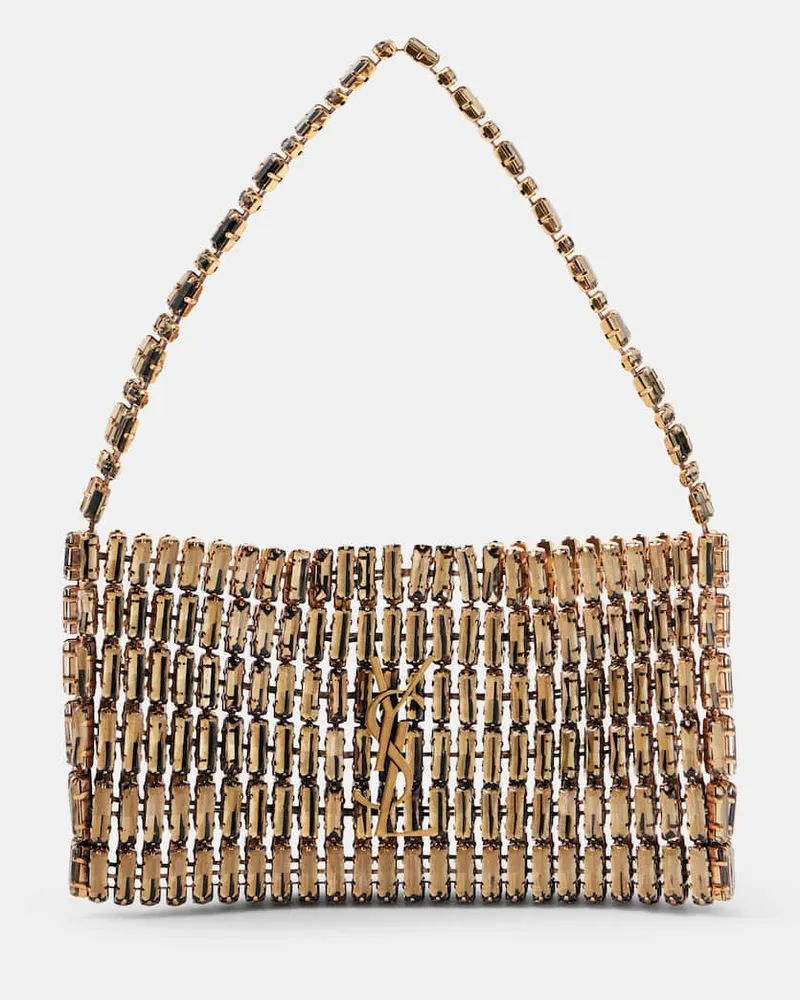 Saint Laurent Bestickte Schultertasche Evening Mini Metallic
