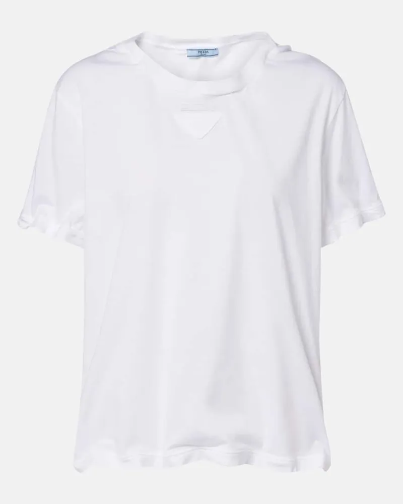 Prada T-Shirt aus Baumwoll-Jersey Weiß