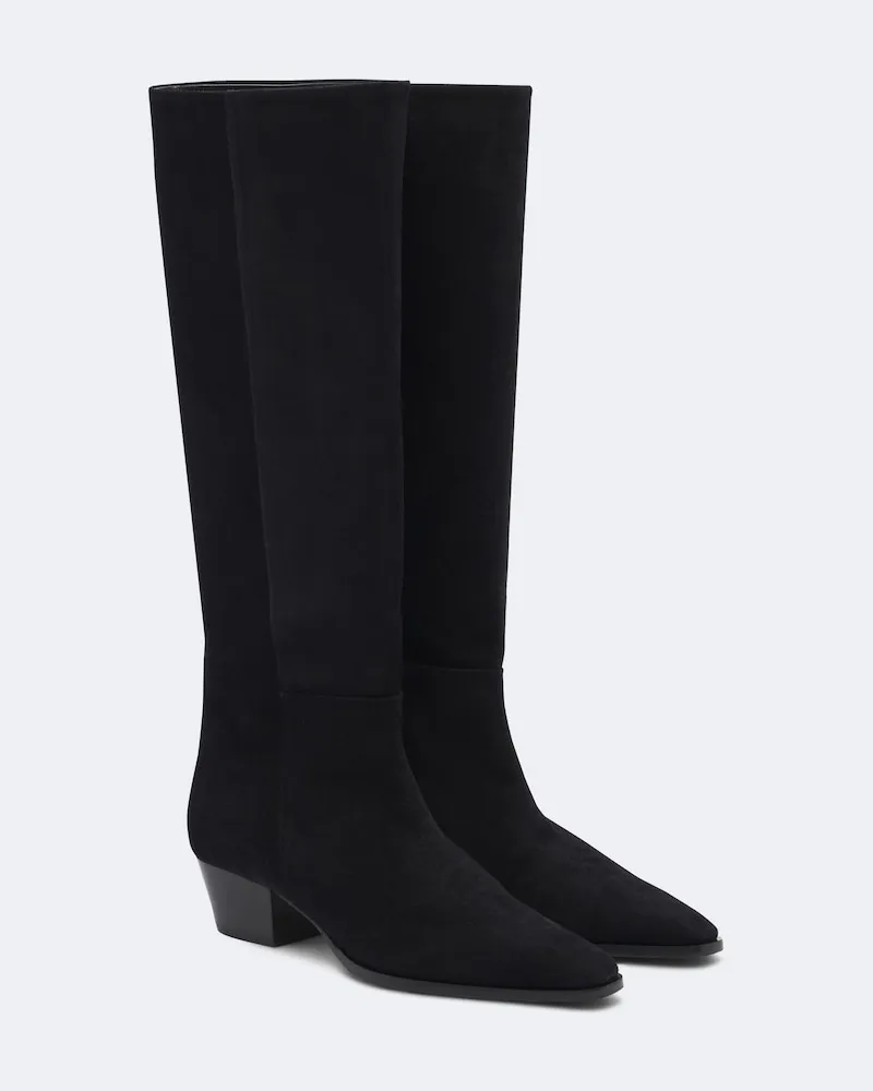 aeyde Stiefel Medea aus Veloursleder Schwarz