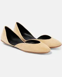 The Row Ballerinas Gemma aus Veloursleder Beige