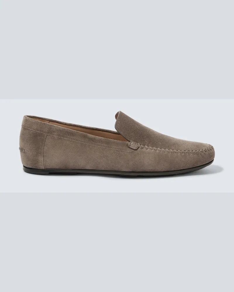Manolo Blahnik Slip-Ons Alder aus Veloursleder Grau