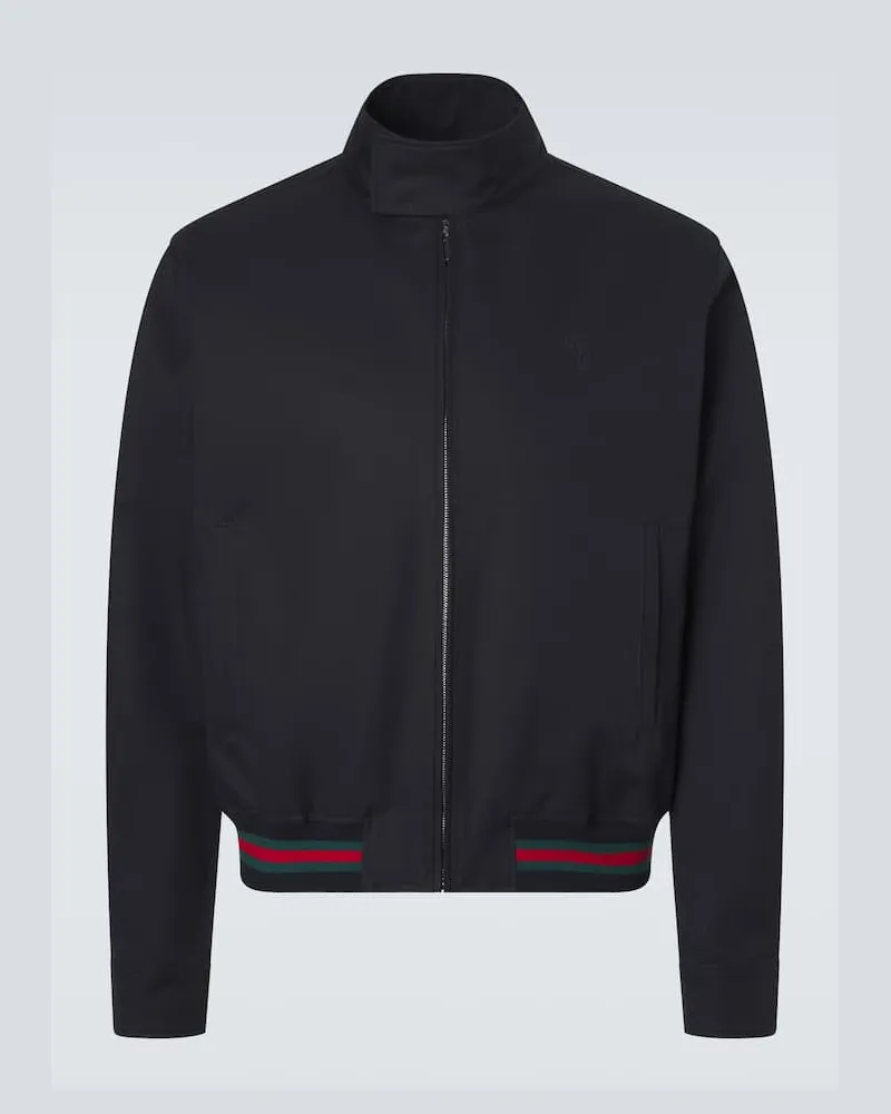Gucci Jacke Web Stripe aus Baumwoll-Twill Blau
