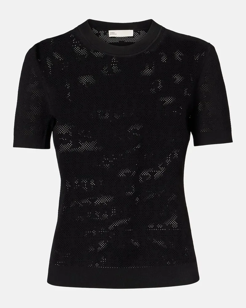 Tory Burch T-Shirt T Monogram aus Jacquard Schwarz