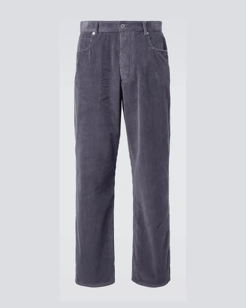 Bottega Veneta Gerade Hose Matt aus Baumwoll-Cord Grau