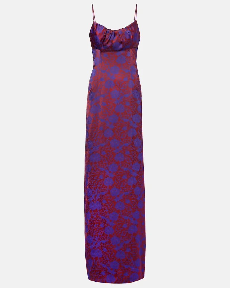Dries van Noten Maxikleid Dirios aus Jacquard Burgund