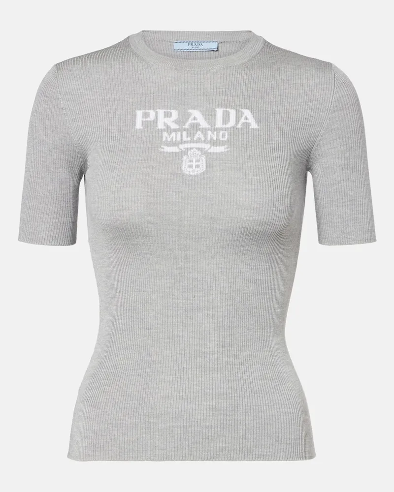 Prada T-Shirt aus Seide Grau