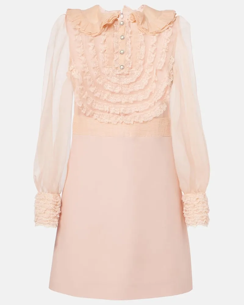 Valentino Garavani Besticktes Minikleid aus Crepe Couture Rosa