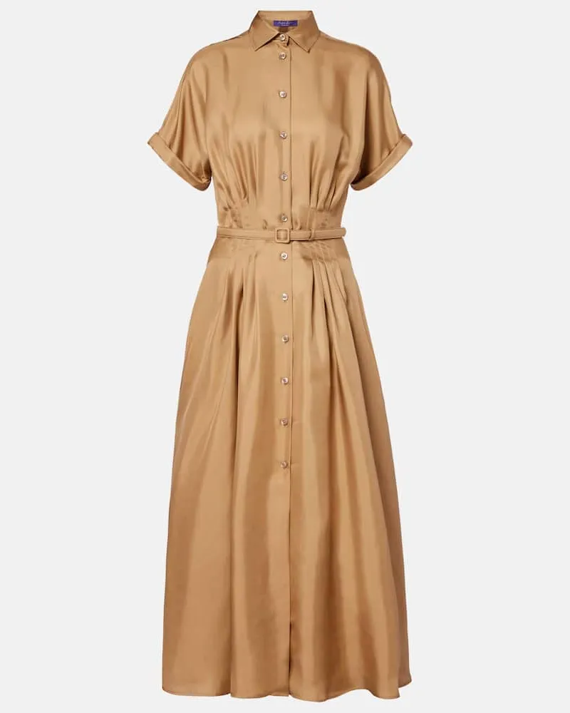 Ralph Lauren Midikleid aus Seidensatin Beige