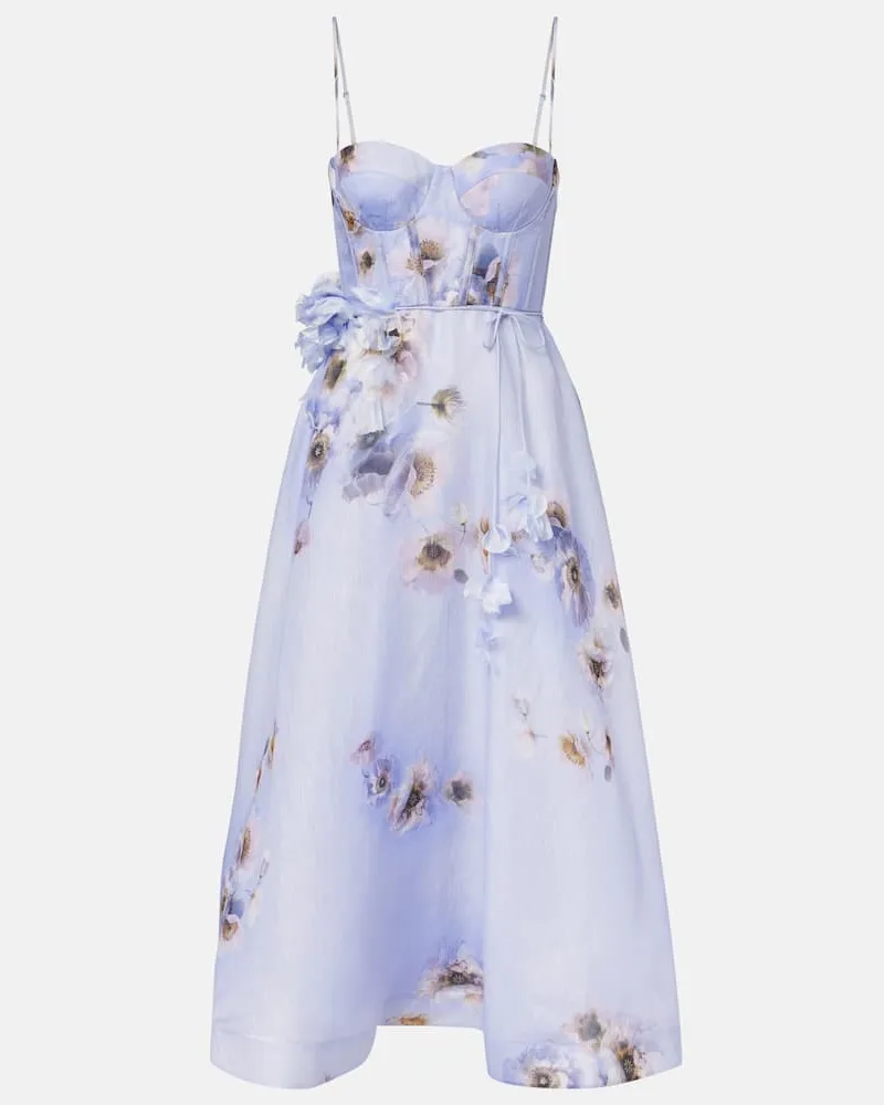 Zimmermann Bustier-Kleid Hypnotic aus Leinen und Seide Violett