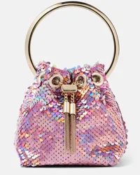 Jimmy Choo Bucket-Bag Bon Bon Micro mit Pailletten Pink