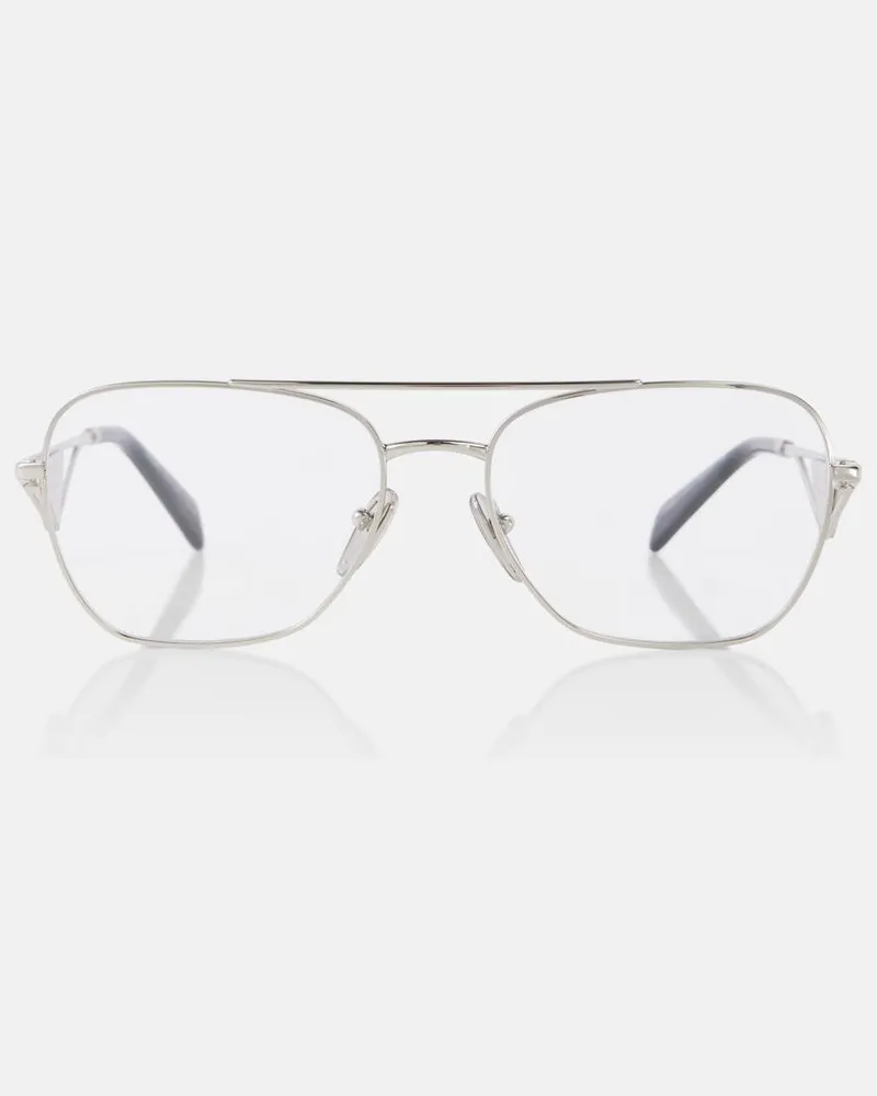 Prada Aviator-Brille Symbole Silber