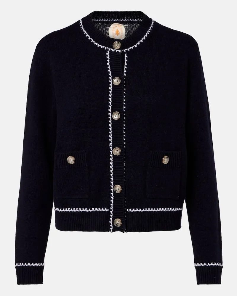 Jardin des Orangers Cardigan aus Wolle und Kaschmir Blau