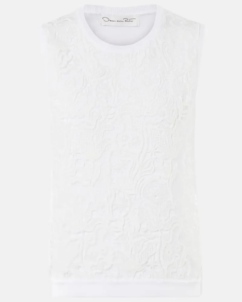 Oscar de la Renta Top mit Guipure-Spitze Weiß