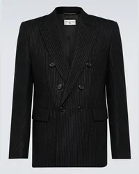 Saint Laurent Anzugjacke aus Wollflanell Schwarz