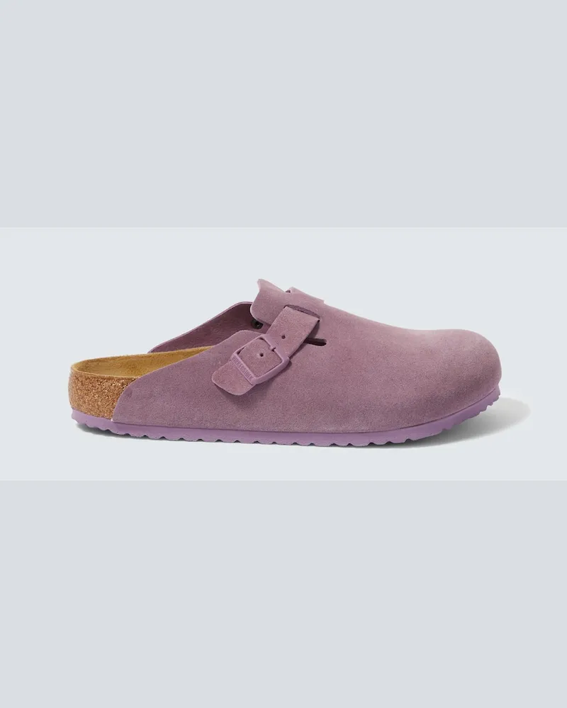 Birkenstock Slippers Boston aus Veloursleder Lila