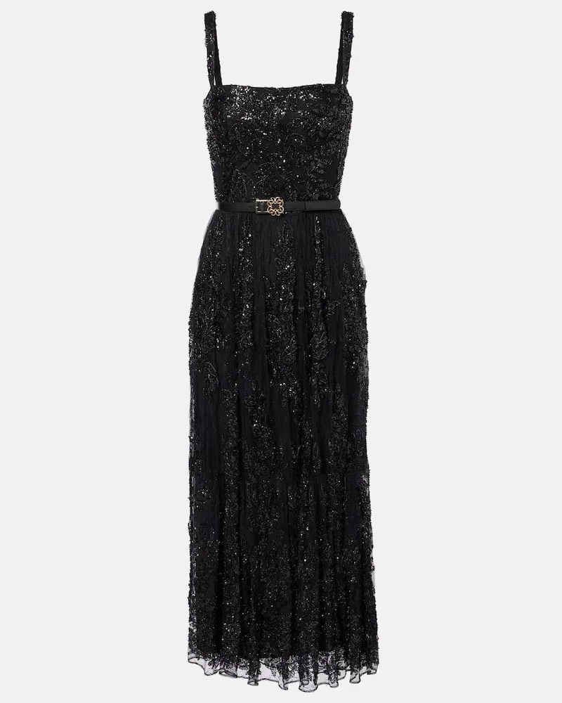 Elie Saab Cocktailkleid mit Pailletten Schwarz