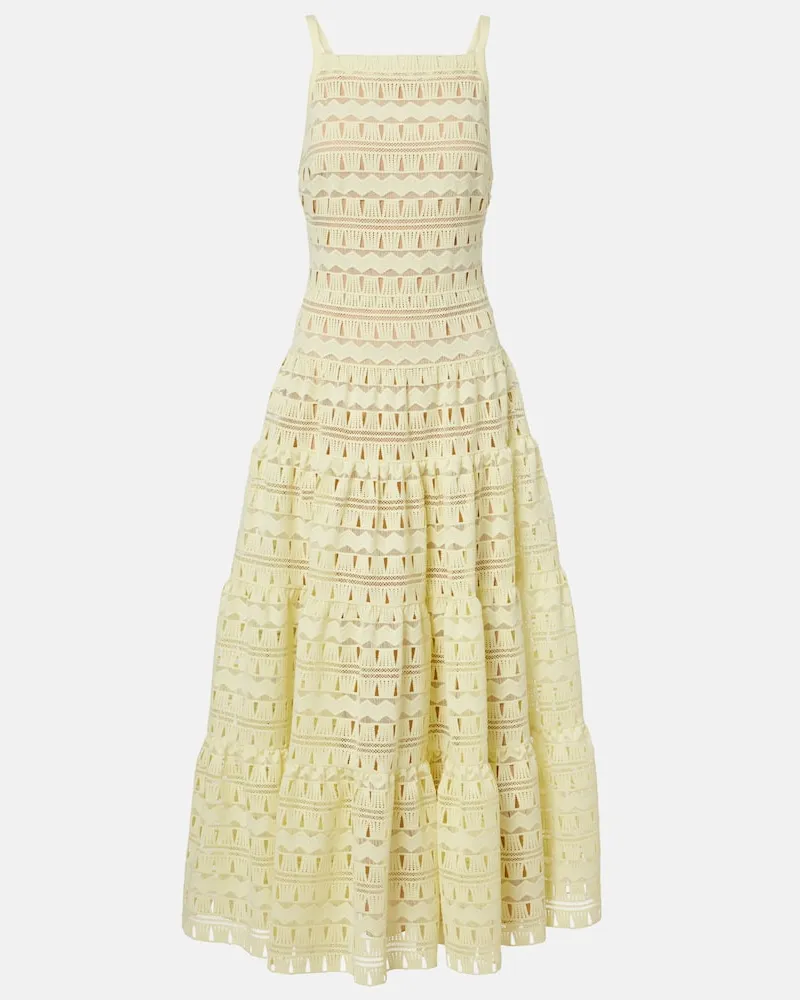 Elie Saab Midikleid aus Makramee Gelb