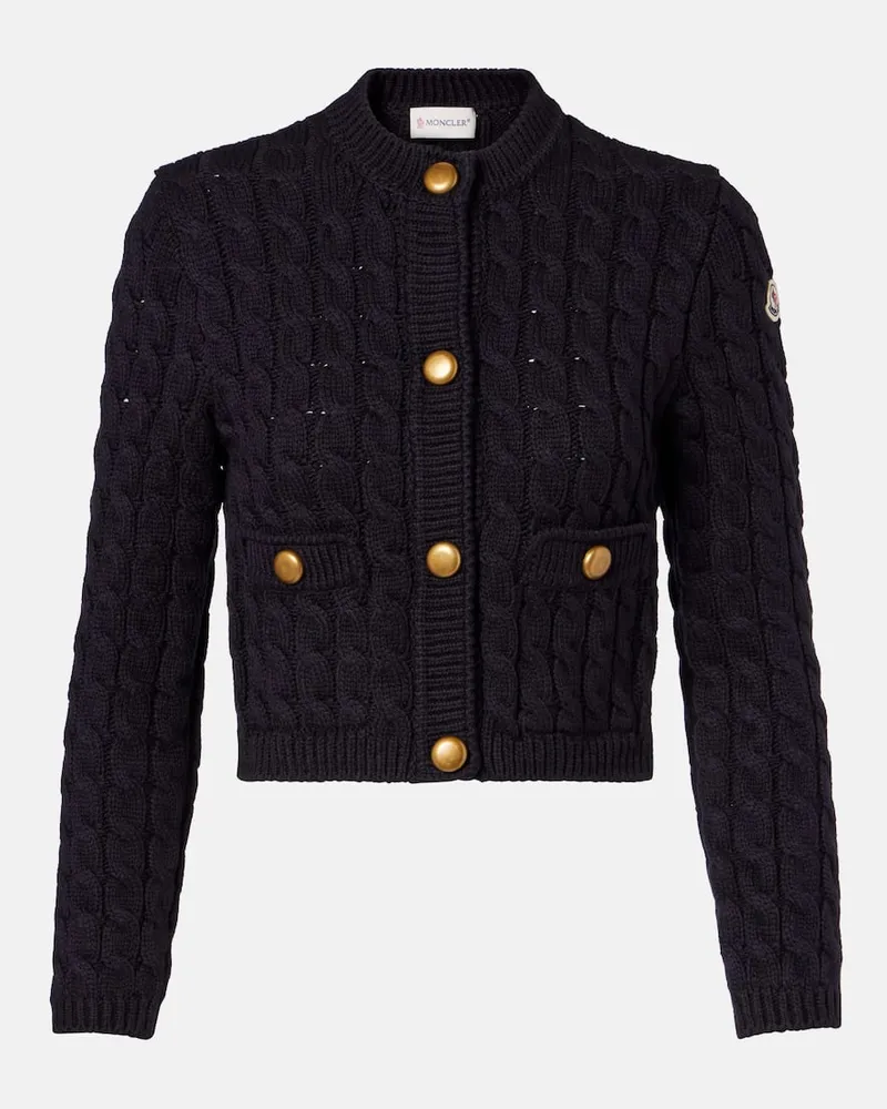 Moncler Cardigan aus einem Baumwollgemisch Blau