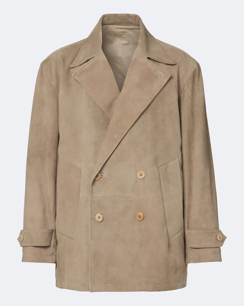 Stoffa Stòffa Jacke aus Veloursleder Beige