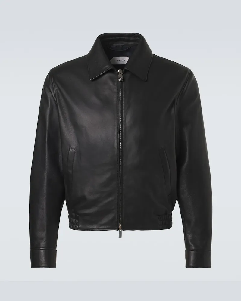 Versace Blouson aus Leder Schwarz