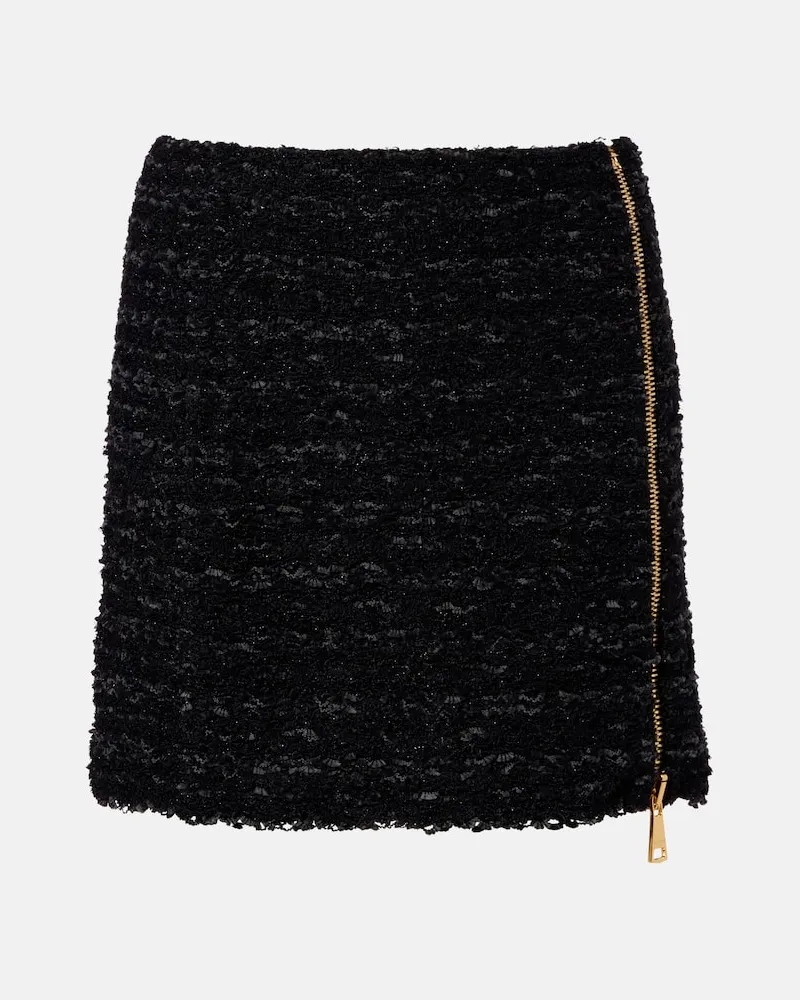 Balmain Minirock aus Tweed Schwarz