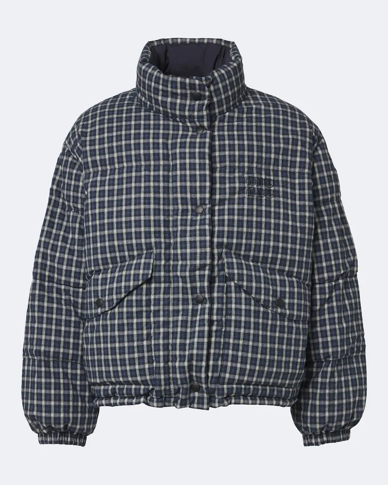 Miu Miu Wendbare Daunenjacke aus Baumwollflanell Blau