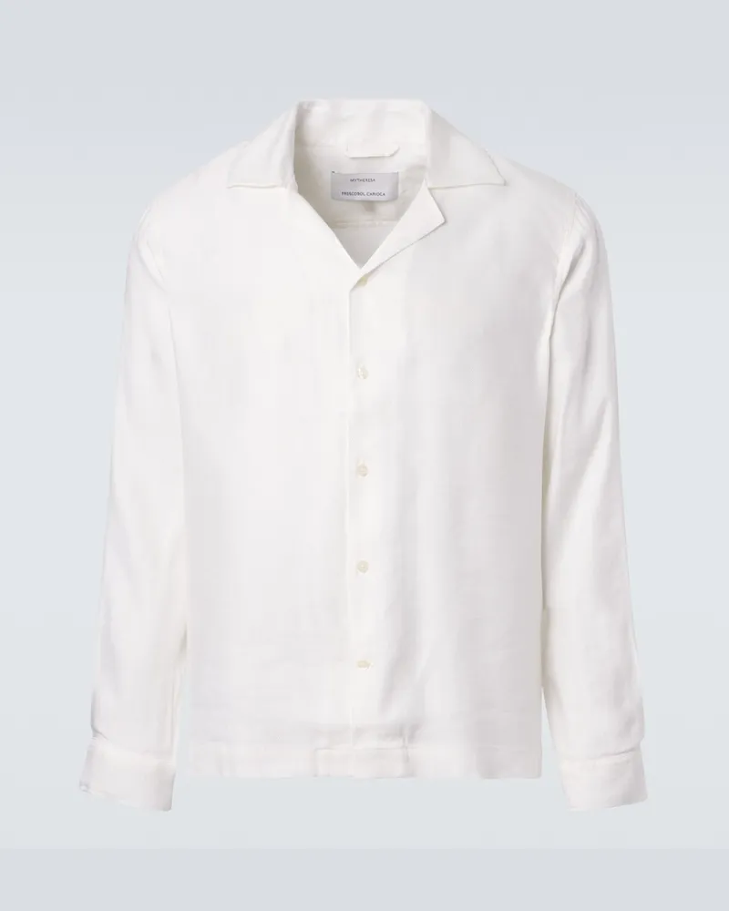 Frescobol Carioca Hemd Safra aus einem Leinengemisch Weiß