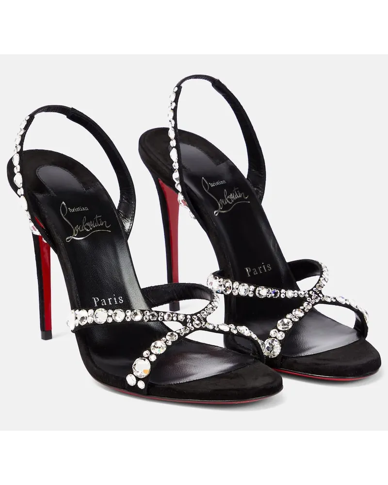 Christian Louboutin Verzierte Slingback-Sandalen Emilie Schwarz