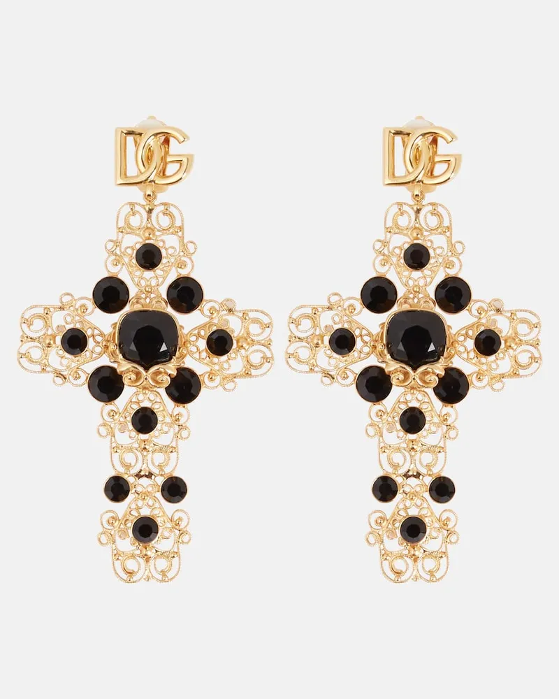 Dolce & Gabbana Ohrringe DG mit Kristallen Gold