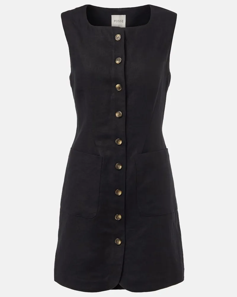 Posse Minikleid Emma aus Leinen Schwarz