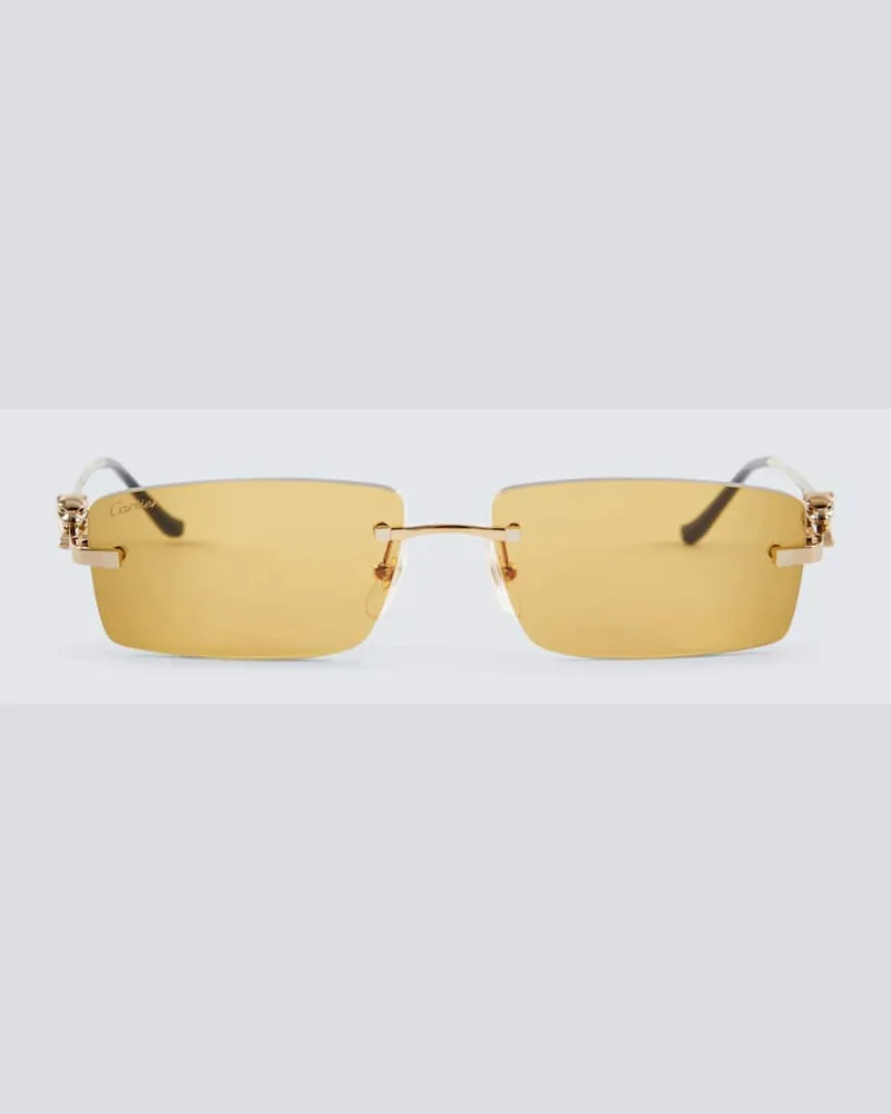 Cartier Eckige Sonnenbrille Panthère de Cartier Gelb