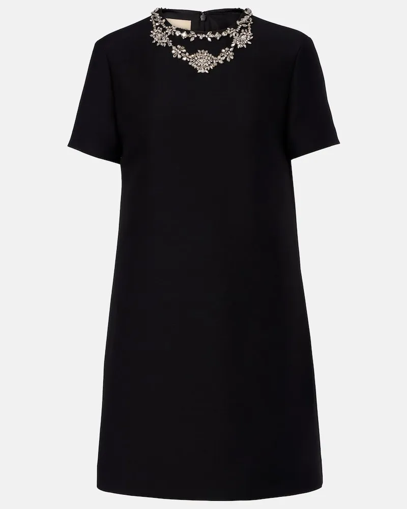Valentino Garavani Minikleid aus Crepe Couture mit Kristallen Schwarz
