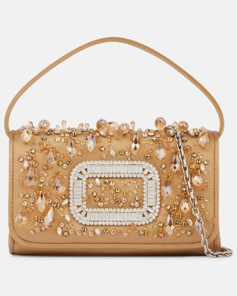 Roger Vivier Schultertasche Pilgrim Micro mit Kristallen Gold